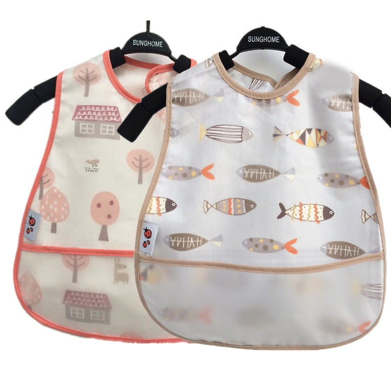 Cute Cartoon Easy-On Waterproof Feeding Baby Bibs With Pocket-Mama Toddler-Lemon-Mama Toddler