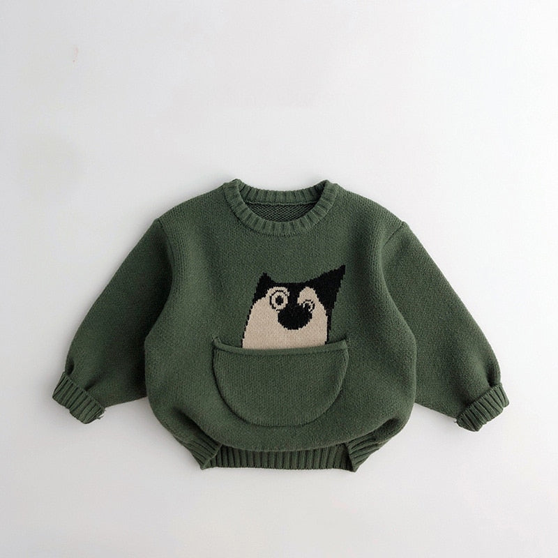 Cute Cartoon Kids Sweater-MamaToddler-Green - Bear-12 Months-Mama Toddler