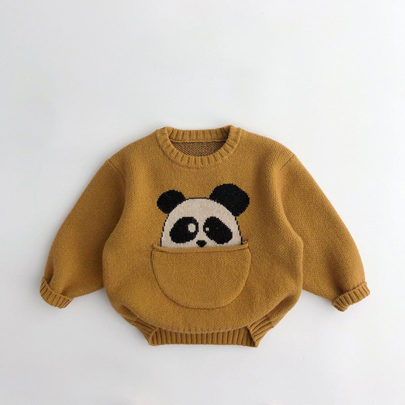 Cute Cartoon Kids Sweater-MamaToddler-Yellow - Panda-12 Months-Mama Toddler