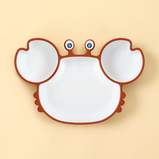 Cute Crab & Hippo Food Plates for Babies and Kids-Mama Toddler-Brown Crab Plate-Mama Toddler