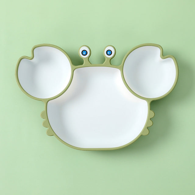 Cute Crab & Hippo Food Plates for Babies and Kids-Mama Toddler-Green Crab Plate-Mama Toddler