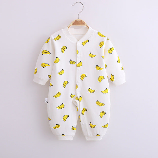 Cute Designs Cotton Baby Long Sleeve Jumpsuit-Mama Toddler-Bananas-3 Months-Mama Toddler