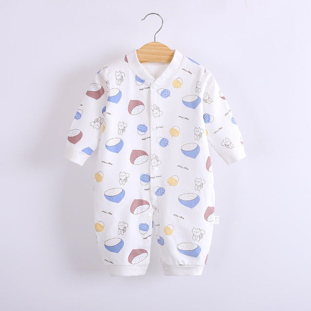 Cute Designs Cotton Baby Long Sleeve Jumpsuit-Mama Toddler-Chestnut 2-3 Months-Mama Toddler