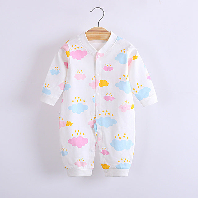 Cute Designs Cotton Baby Long Sleeve Jumpsuit-Mama Toddler-Colorful Clouds-3 Months-Mama Toddler