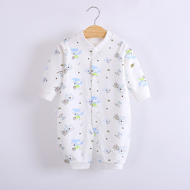 Cute Designs Cotton Baby Long Sleeve Jumpsuit-Mama Toddler-Cute Fox 2-3 Months-Mama Toddler