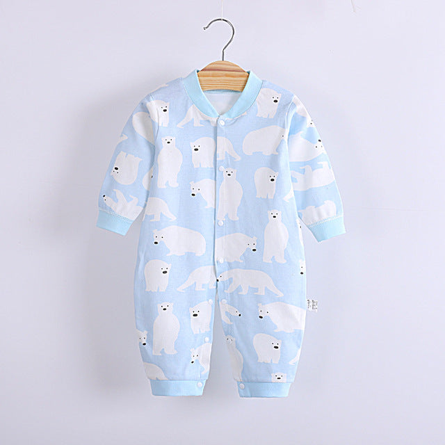 Cute Designs Cotton Baby Long Sleeve Jumpsuit-Mama Toddler-Polar Bear-3 Months-Mama Toddler