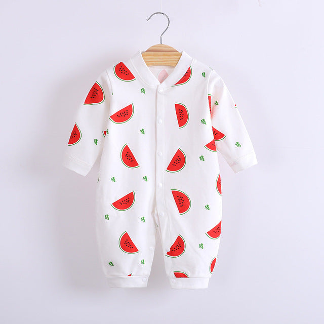 Cute Designs Cotton Baby Long Sleeve Jumpsuit-Mama Toddler-Watermelon-3 Months-Mama Toddler