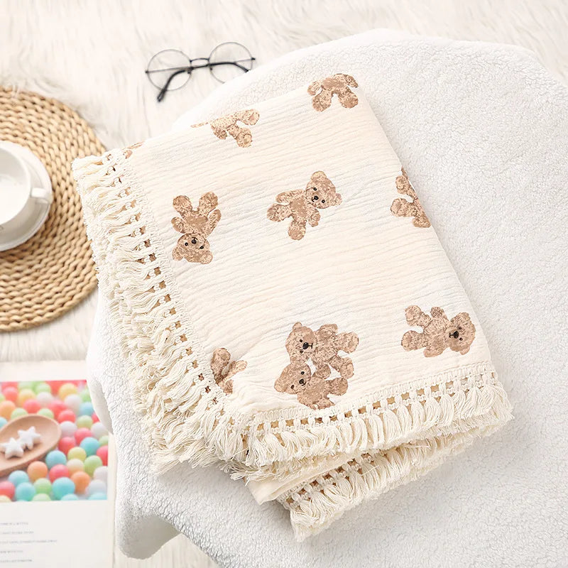 Cute Muslin Cotton Baby Summer Comforter-MamaToddler-Bears Couple-80X65 cm-Mama Toddler