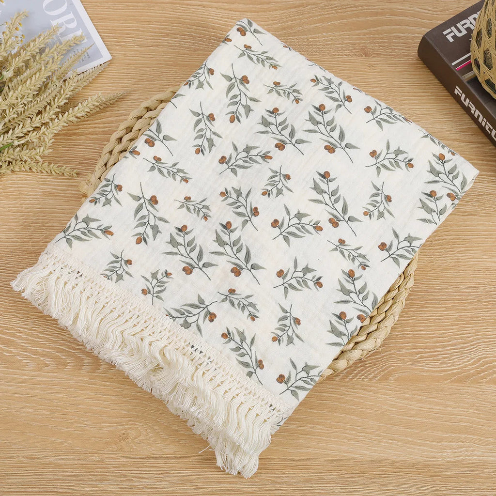 Cute Muslin Cotton Baby Summer Comforter-MamaToddler-Leaves-80X65 cm-Mama Toddler