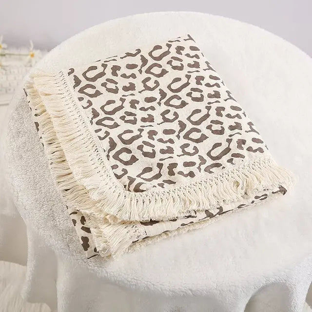 Cute Muslin Cotton Baby Summer Comforter-MamaToddler-Leopard Print-80X65 cm-Mama Toddler