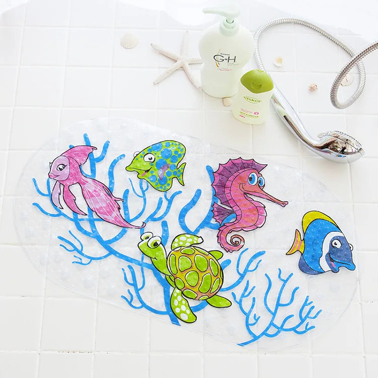 Eco-friendly Cartoon Non-Slip Bathroom Mat-MamaToddler-Aquatic world-39x69 cm-Mama Toddler