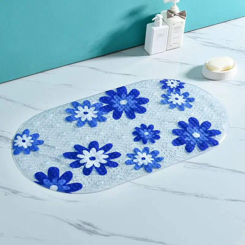 Eco-friendly Cartoon Non-Slip Bathroom Mat-MamaToddler-Blue Flowers-39x69 cm-Mama Toddler