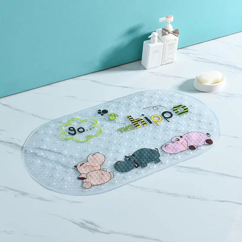 Eco-friendly Cartoon Non-Slip Bathroom Mat-MamaToddler-Hippo-39x69 cm-Mama Toddler