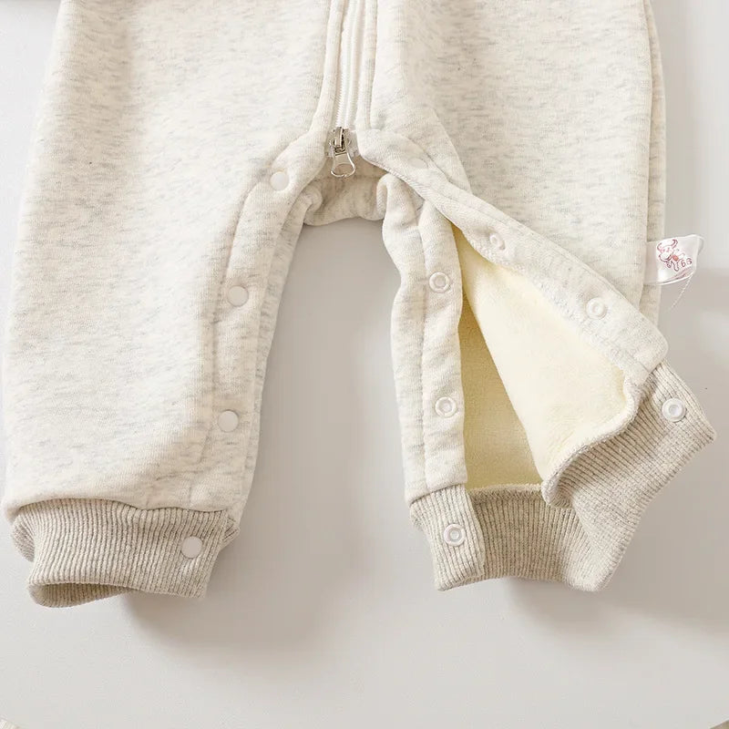 Fleece Lining Warm Winter Baby Rompers-MamaToddler-Ivory-0-6 Months-Mama Toddler