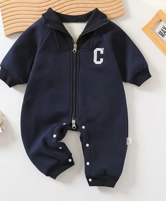 Fleece Lining Warm Winter Baby Rompers-MamaToddler-Navy-0-6 Months-Mama Toddler