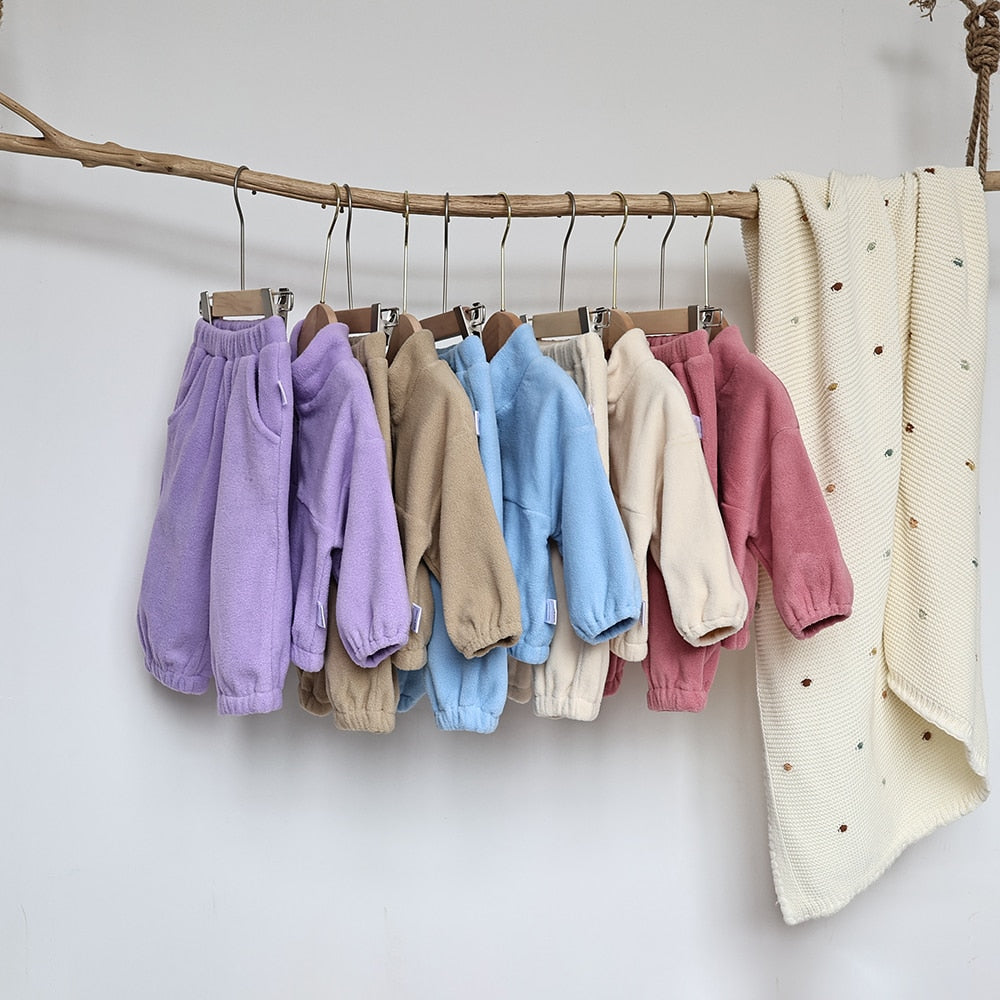 Fleece Sweatshirts and Sweatpants Set For Toddlers-MamaToddler-Khaki-6-9 Months-Mama Toddler