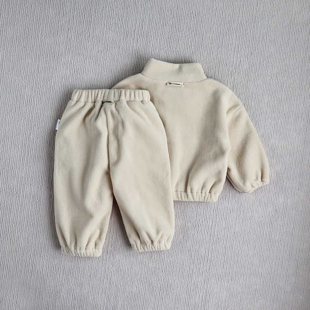 Fleece Sweatshirts and Sweatpants Set For Toddlers-MamaToddler-Khaki-6-9 Months-Mama Toddler