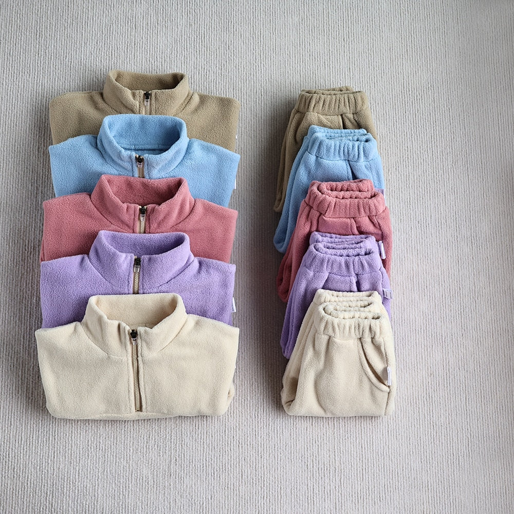 Fleece Sweatshirts and Sweatpants Set For Toddlers-MamaToddler-Khaki-6-9 Months-Mama Toddler