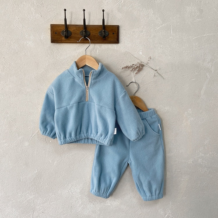 Fleece Sweatshirts and Sweatpants Set For Toddlers-MamaToddler-Blue-6-9 Months-Mama Toddler