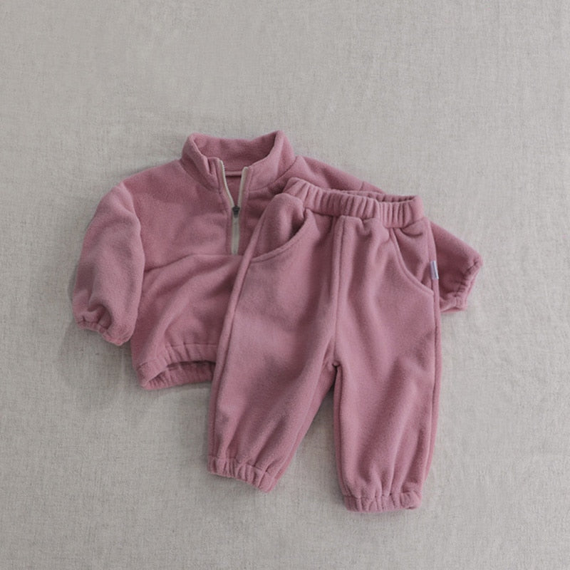 Fleece Sweatshirts and Sweatpants Set For Toddlers-MamaToddler-Pink-6-9 Months-Mama Toddler