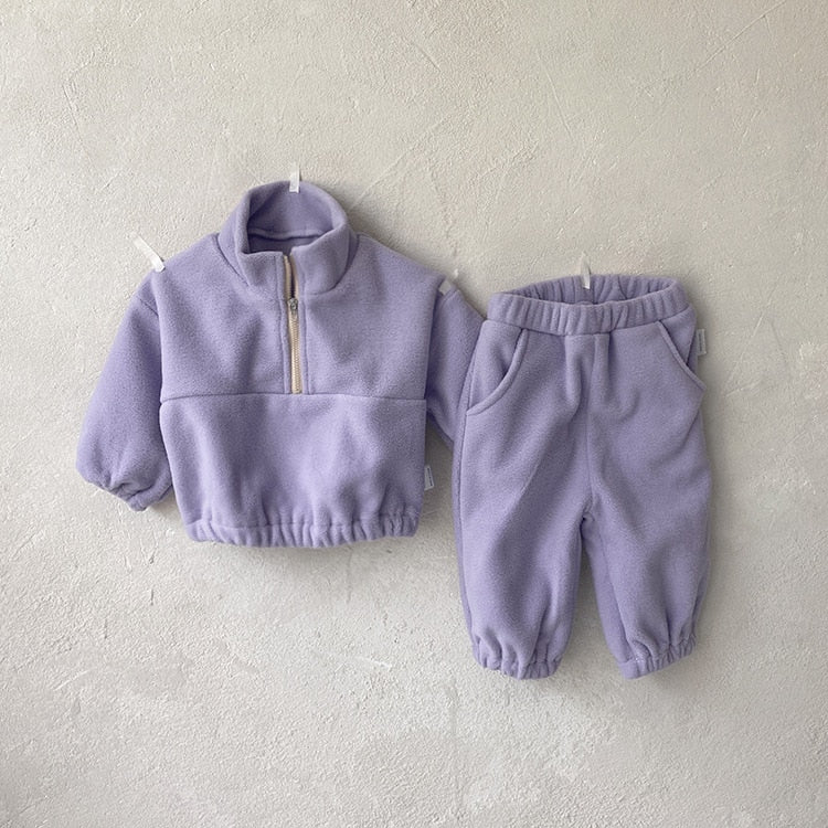 Fleece Sweatshirts and Sweatpants Set For Toddlers-MamaToddler-Purple-6-9 Months-Mama Toddler