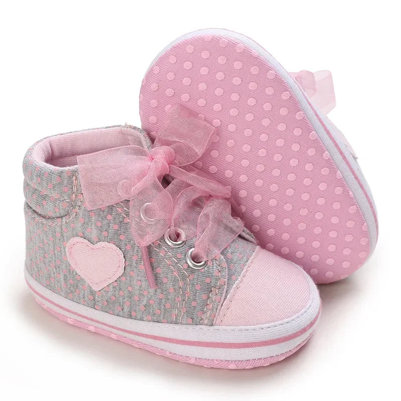 Heart Bow Tie Baby Lace Casual Cotton Shoes-MamaToddler-Pink-0-6 Months-Mama Toddler