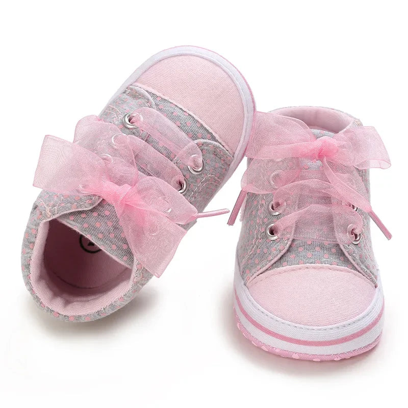 Heart Bow Tie Baby Lace Casual Cotton Shoes-MamaToddler-Pink-0-6 Months-Mama Toddler