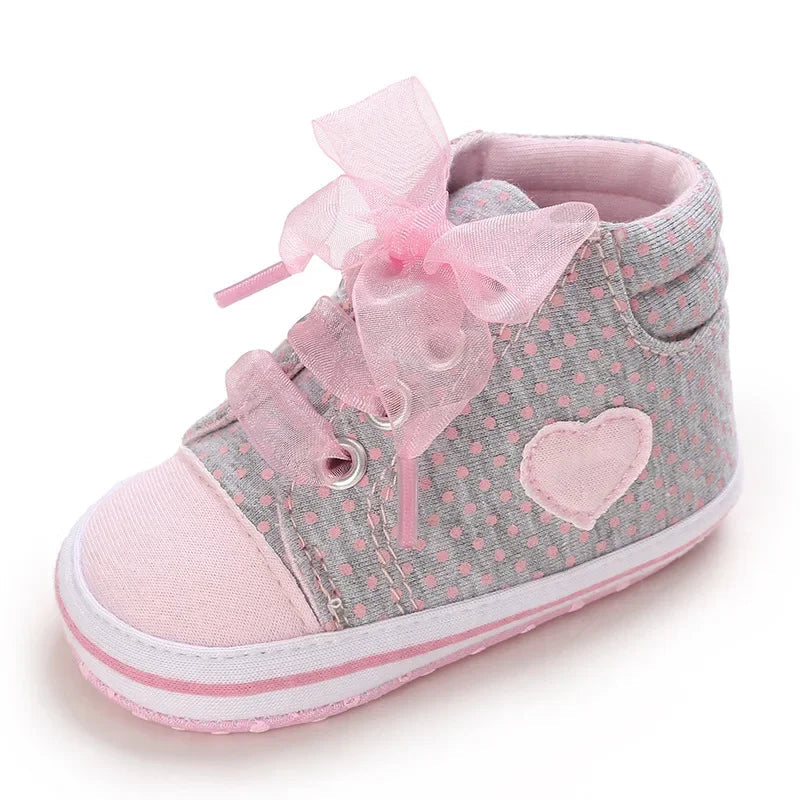 Heart Bow Tie Baby Lace Casual Cotton Shoes-MamaToddler-Pink-0-6 Months-Mama Toddler