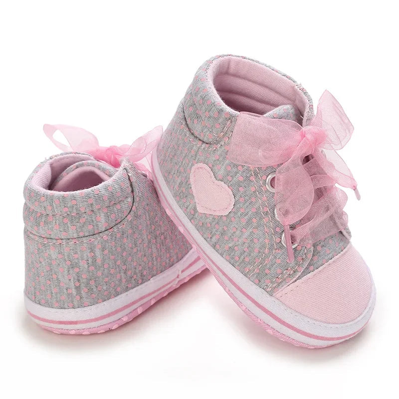 Heart Bow Tie Baby Lace Casual Cotton Shoes-MamaToddler-Pink-0-6 Months-Mama Toddler