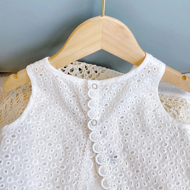 Hollow Lace Sleeveless Baby T-Shirt & Shorts-MamaToddler-12-18 Months-Mama Toddler