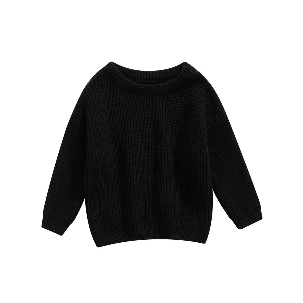 Long Sleeves Cotton Knit Sweater-MamaToddler-Black-6 Months-Mama Toddler