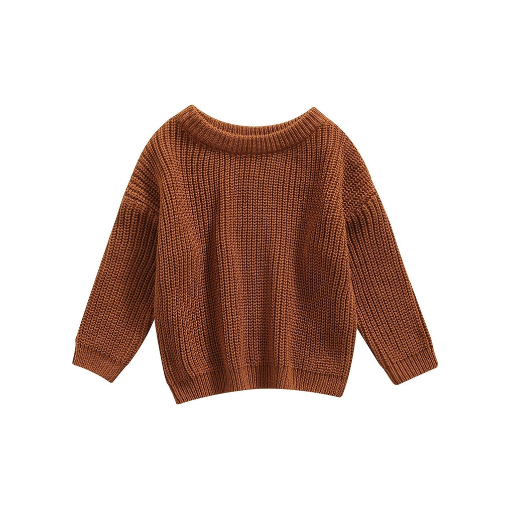 Long Sleeves Cotton Knit Sweater-MamaToddler-Brown-6 Months-Mama Toddler