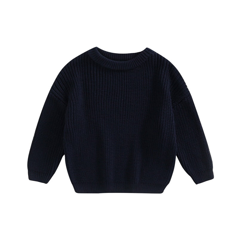 Long Sleeves Cotton Knit Sweater-MamaToddler-Dark blue-6 Months-Mama Toddler