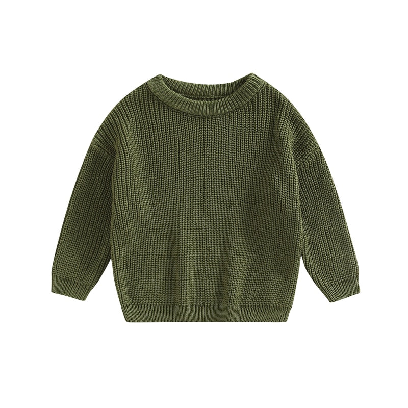 Long Sleeves Cotton Knit Sweater-MamaToddler-Emerald green-6 Months-Mama Toddler