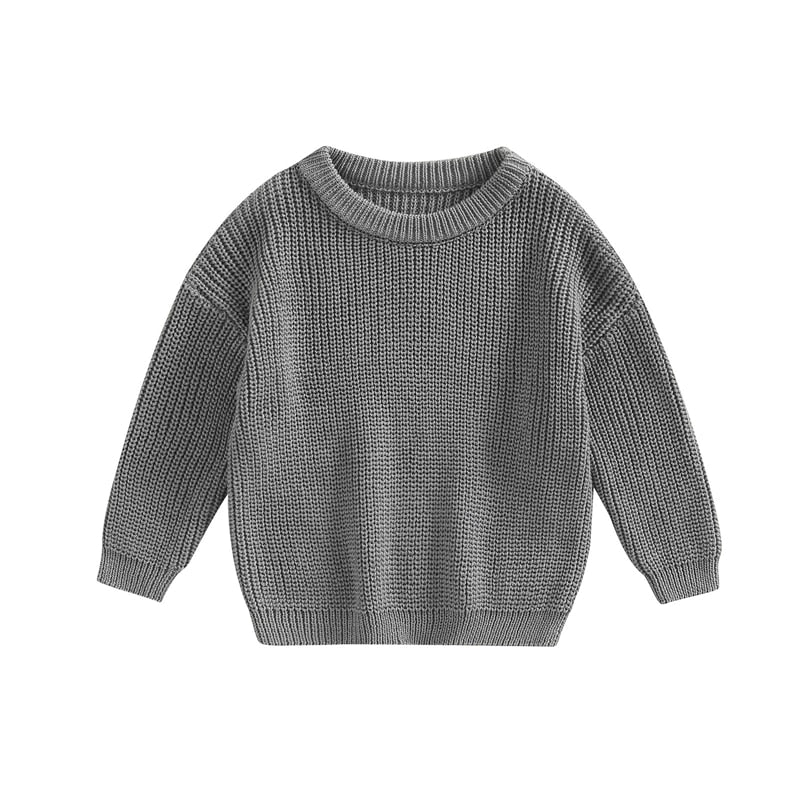 Long Sleeves Cotton Knit Sweater-MamaToddler-Gray-6 Months-Mama Toddler