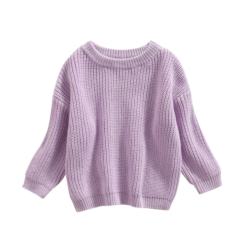 Long Sleeves Cotton Knit Sweater-MamaToddler-Light purple-6 Months-Mama Toddler