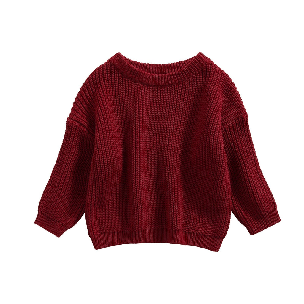 Long Sleeves Cotton Knit Sweater-MamaToddler-Red-6 Months-Mama Toddler