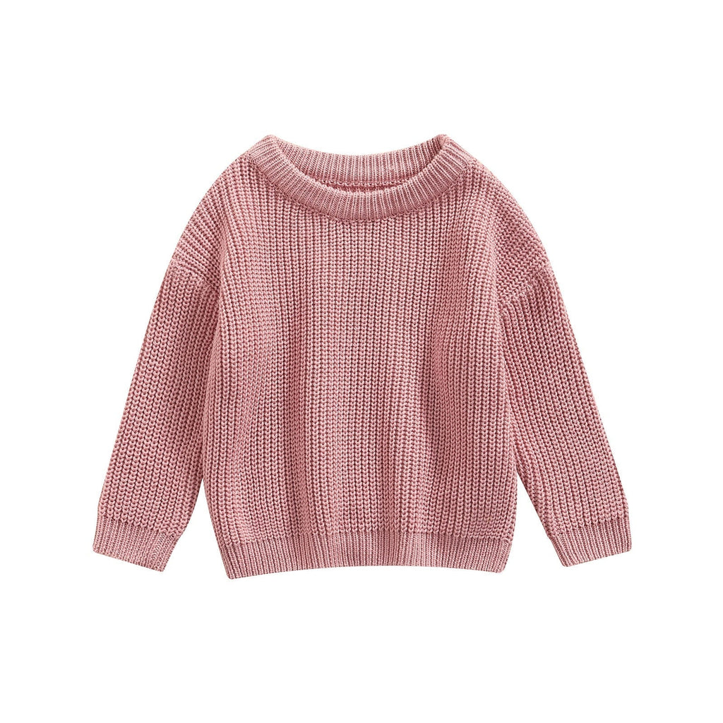 Long Sleeves Cotton Knit Sweater-MamaToddler-Rose powder-6 Months-Mama Toddler