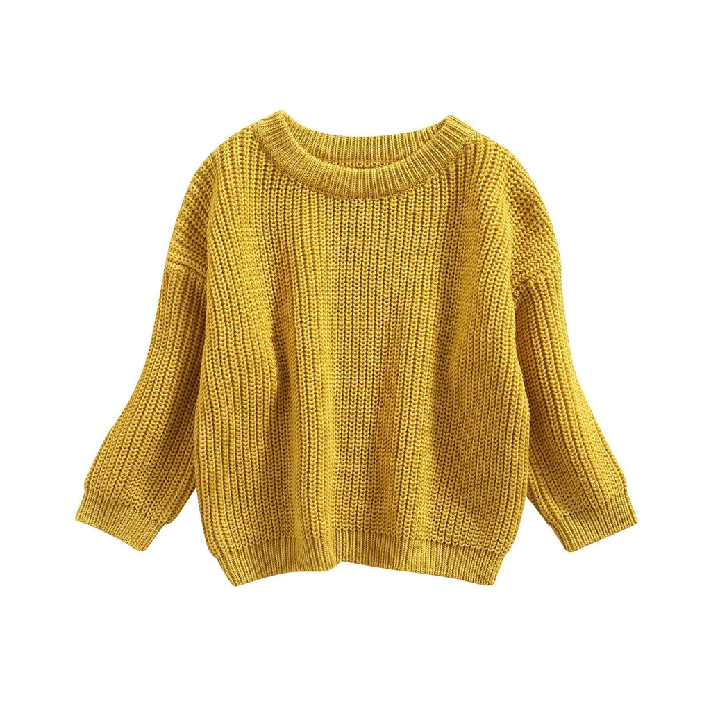 Long Sleeves Cotton Knit Sweater-MamaToddler-Yellow-6 Months-Mama Toddler