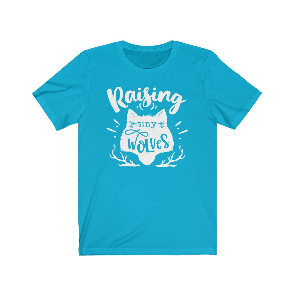 Moms - Raising Tiny Wolves T-Shirt-T-Shirt-Printify-Turquoise-XS-Mama Toddler