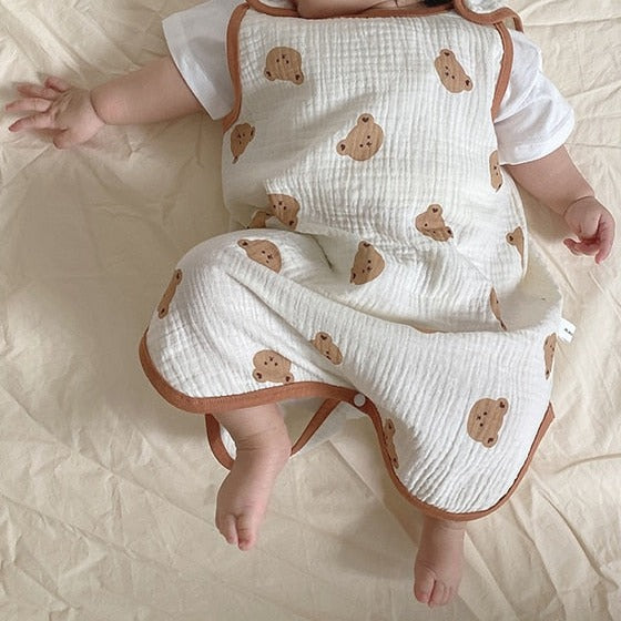 Newborn Sleeveless Cotton Vest-MamaToddler-Bear-M for 0-12 Months-Mama Toddler