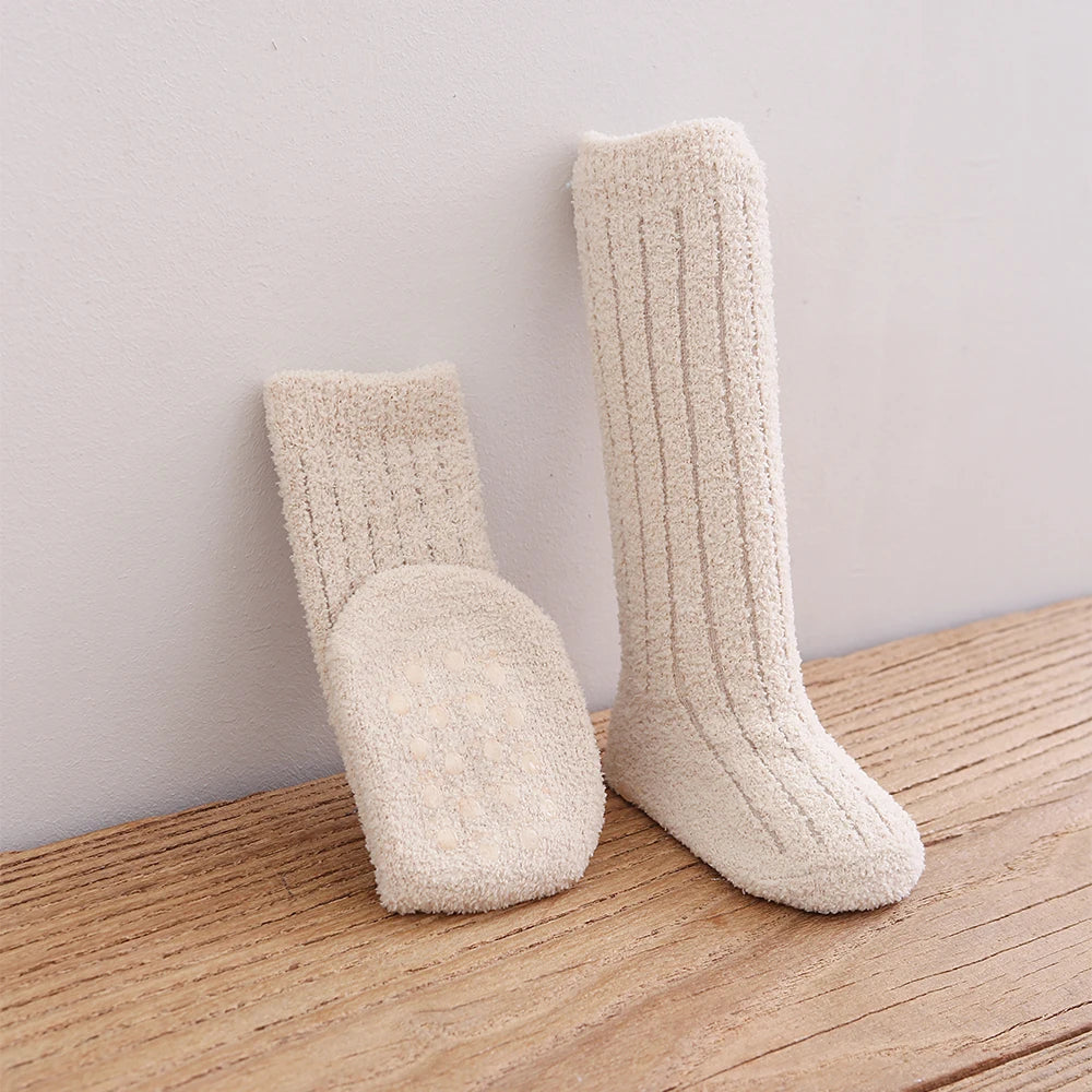 Non-slip Coral Fleece Thick Warm Winter Socks-MamaToddler-Beige-12-24 Months-Mama Toddler