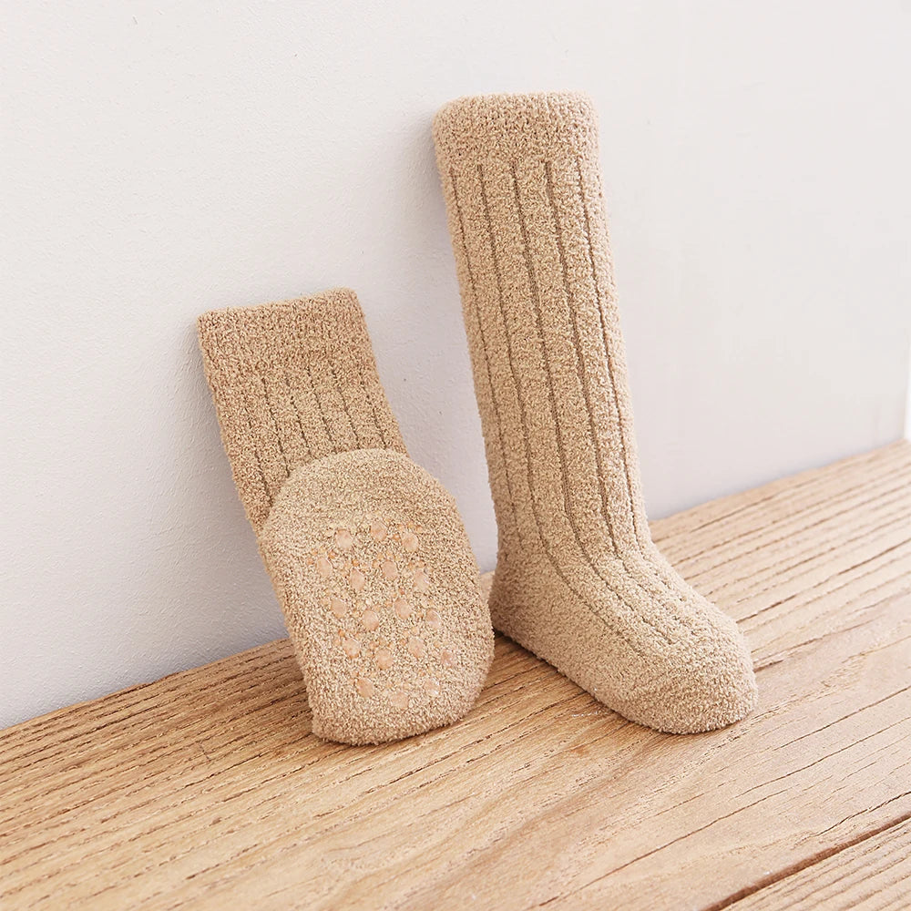 Non-slip Coral Fleece Thick Warm Winter Socks-MamaToddler-Khaki-12-24 Months-Mama Toddler