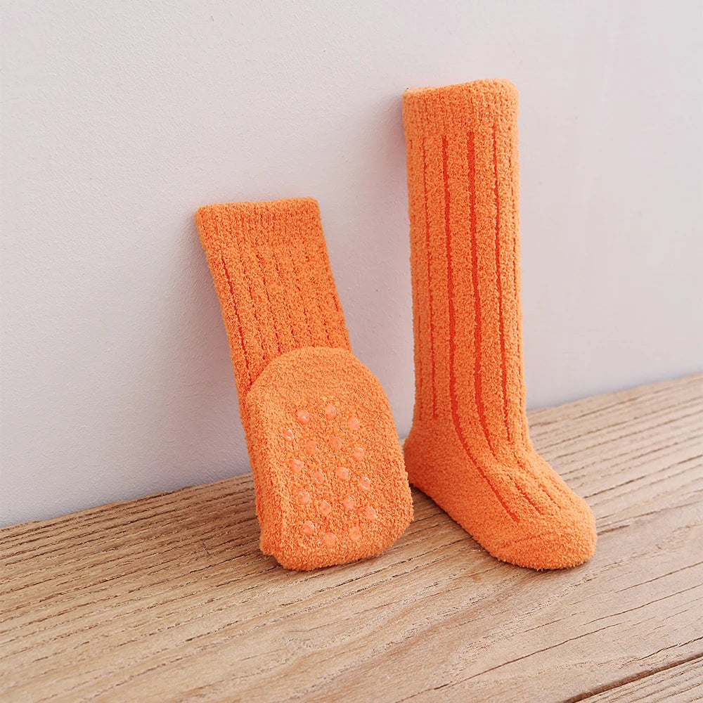 Non-slip Coral Fleece Thick Warm Winter Socks-MamaToddler-Orange-24-48 Months-Mama Toddler