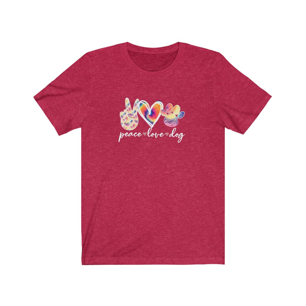 Peace Love Dog T-Shirt-T-Shirt-Printify-Heather Red-XS-Mama Toddler