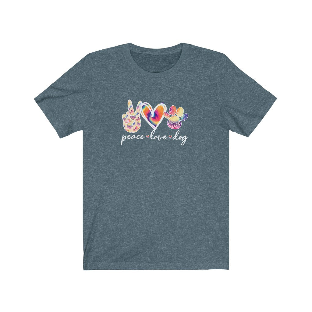 Peace Love Dog T-Shirt-T-Shirt-Printify-Heather Slate-XS-Mama Toddler