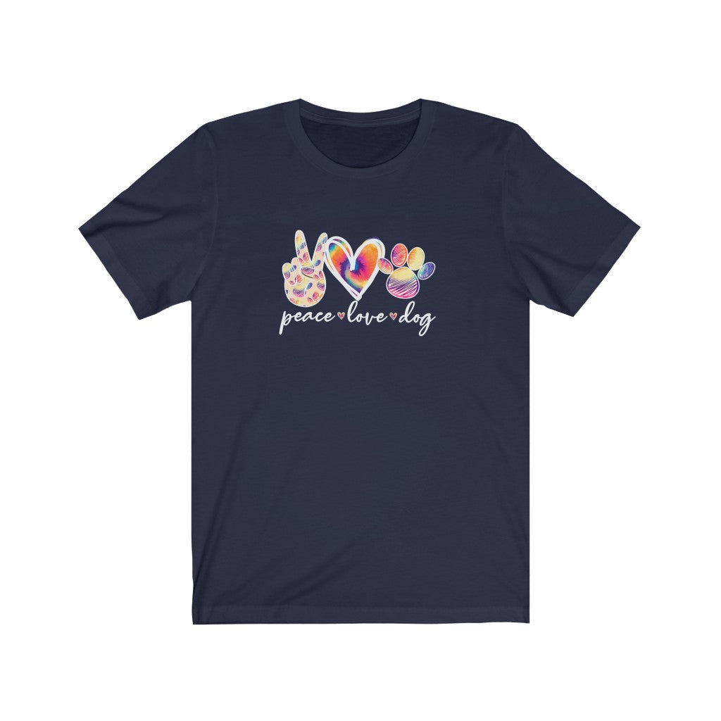 Peace Love Dog T-Shirt-T-Shirt-Printify-Navy-XS-Mama Toddler