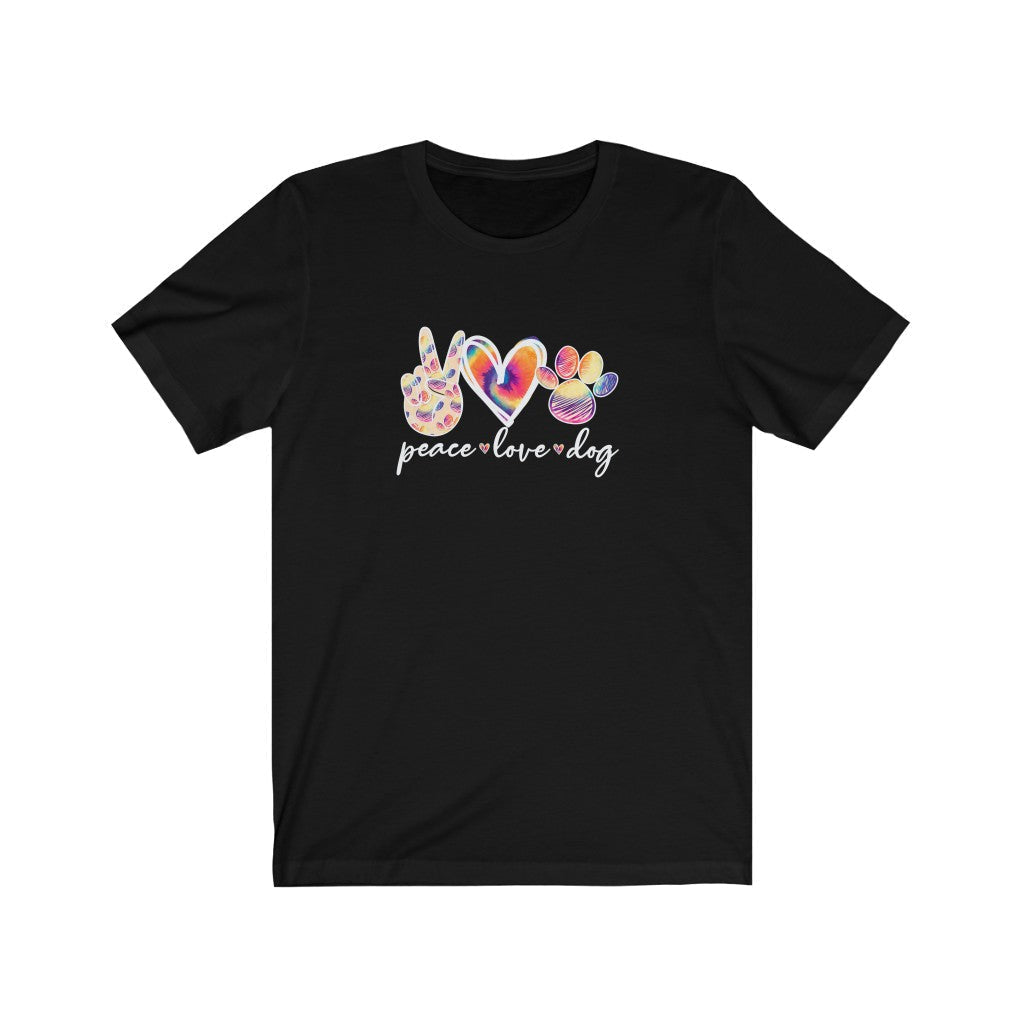 Peace Love Dog T-Shirt-T-Shirt-Printify-Solid Black Blend-XS-Mama Toddler