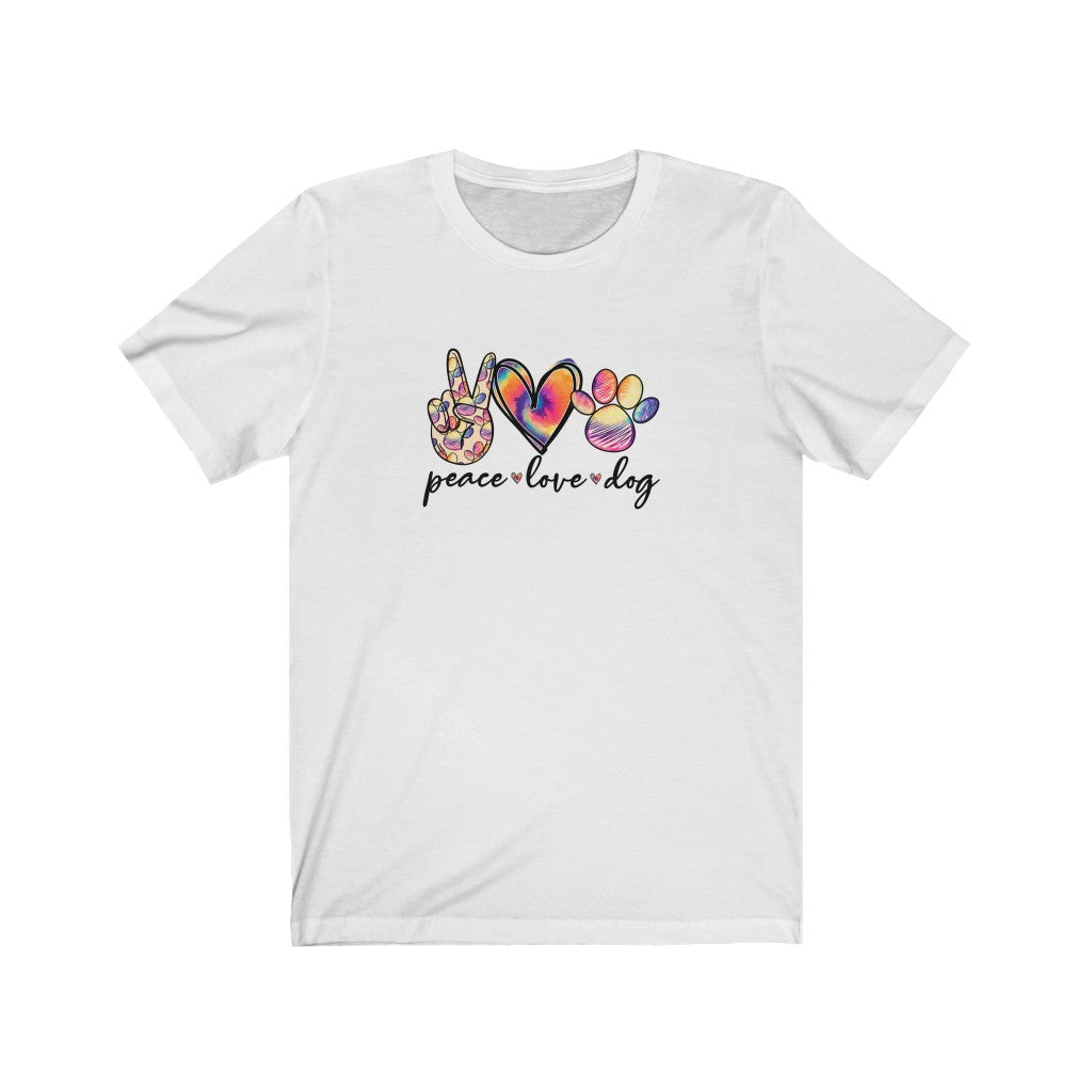 Peace Love Dog T-Shirt-T-Shirt-Printify-White-XS-Mama Toddler