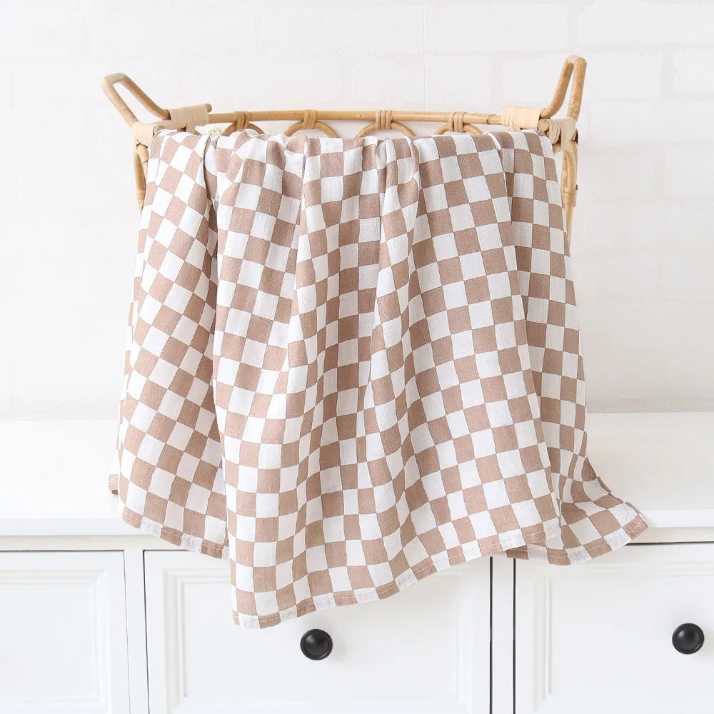 Printed Organic Bamboo Cotton Muslin Swaddle Wrap Blanket-MamaToddler-Squares-120x120 cm-Mama Toddler